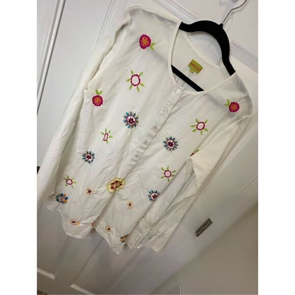 Sipecusa white embroidered tunic bell sleeves women’s Large - Picture 1 of 8